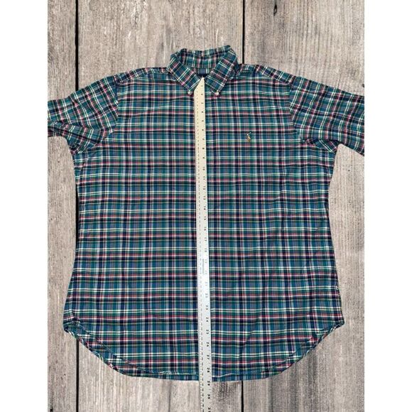 Polo Ralph Lauren Shirt Men’s XL Blue Green Plaid Long Sleeve Blue Pony - Picture 6 of 8
